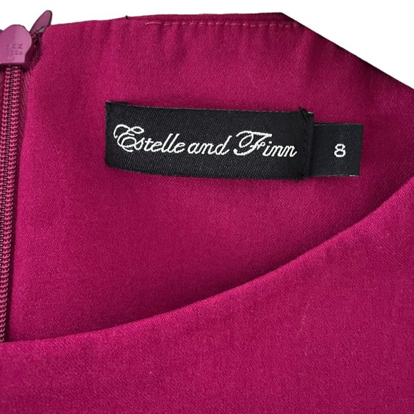 Estelle and Finn Stretch Tunic Top 8 Magenta Pink Boat Neck 3/4 Slv Blouse Shirt - Picture 4 of 6